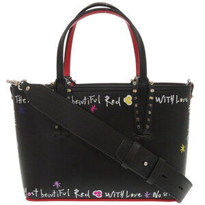 Christian Louboutin Painted Cabata Calfskin Black Tote Bag
